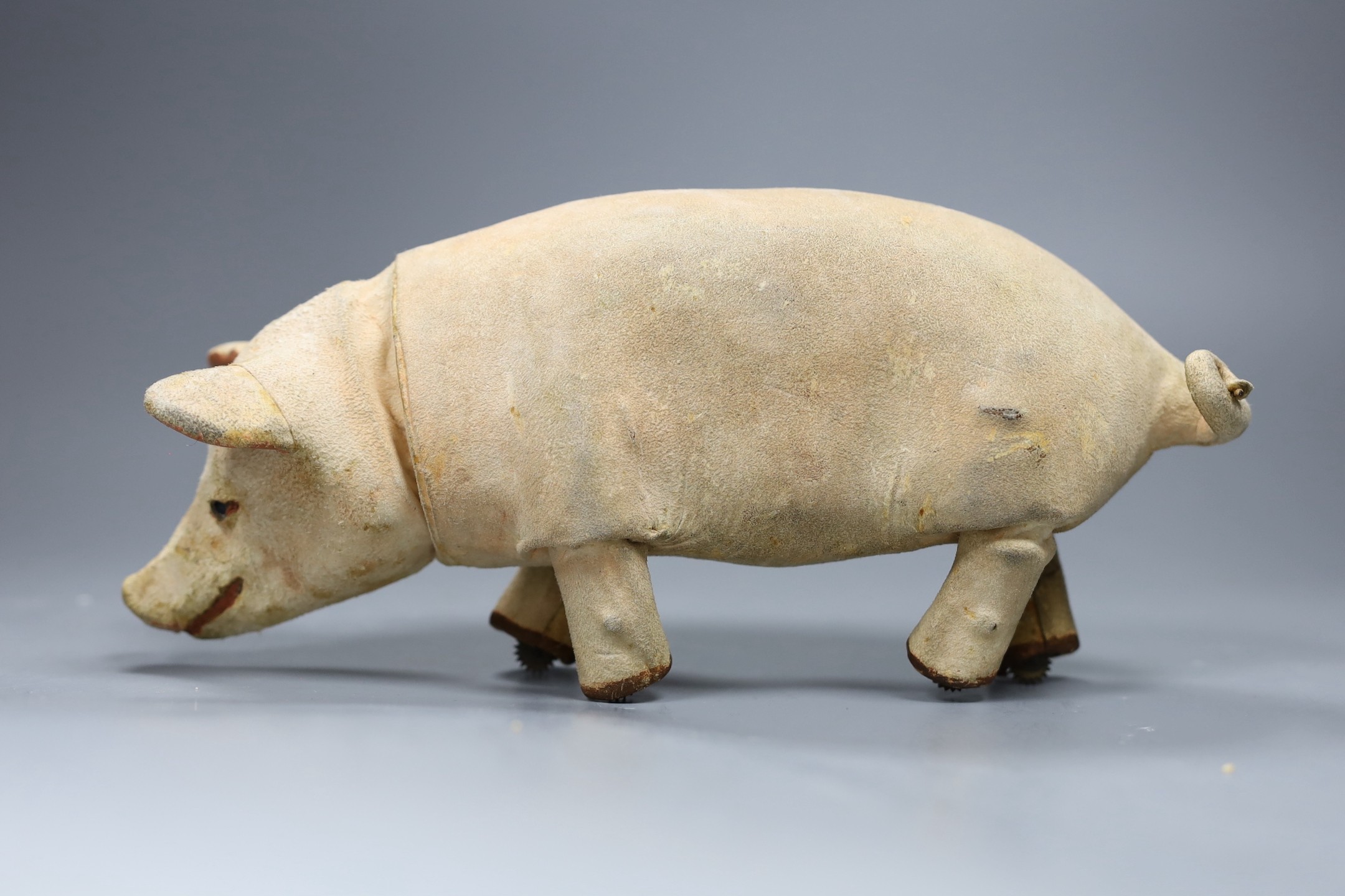 A Roullet & Decamps clockwork walking pig, 28cms long